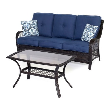 Almo Fulfillment Services Hanover Orleans 2 Piece Patio Set, Navy Blue/French Roast ORLEANS2PC-B-NVY